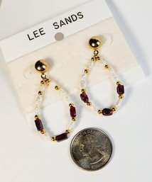 LEE SANDS Vintage NEW Pearl Hoop Earring