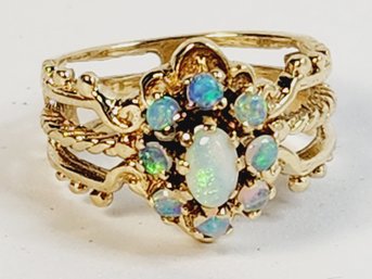 UNIQUE 14k Yellow Gold OPAL Stone Ring