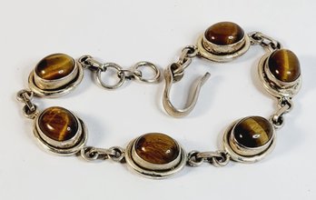 Wow...sweet Sterling Silver Tigers Eye Stone Bracelet