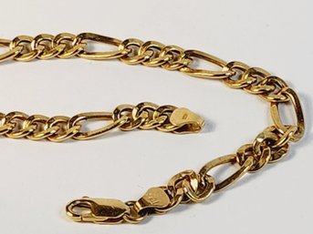 Classic Italian 10k Yellow Gold Figaro Link Curb Chain Bracelet