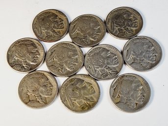 10 Different Buffalo Nickels 1918-1937