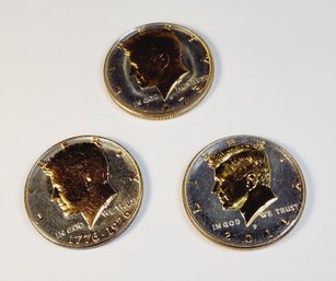 3 Two Tone Kennedy Half Dollars - Encased