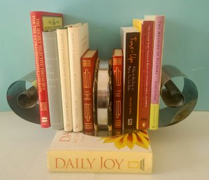 Grouping Of Ten Books With Very Cool Vintage Metal Book Holder