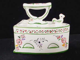 Vintage Handpainted Ceramic Iron Potpourri Sachet Holder By Portugal Reel 836