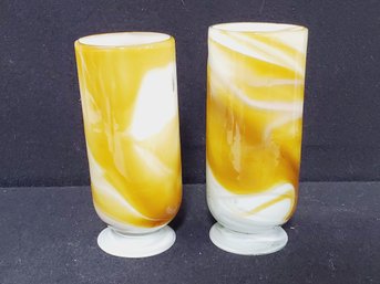 Two Footed Caramel Swirl Tumblers Glasses