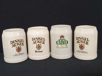 Four Vintage Dinkle Acker & DABS Pottery Germany Beer Mugs Steins