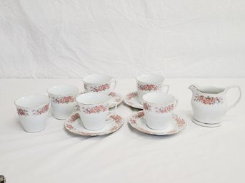 Vintage Remington Fine China By Red Sea - Cups, Saucers, Serving Bowl, Creamer Pitcher