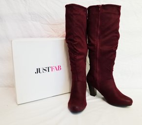 Women's Just Fab Burgundy 'Helen' Knee High Boots Size 8.5 - Original Box