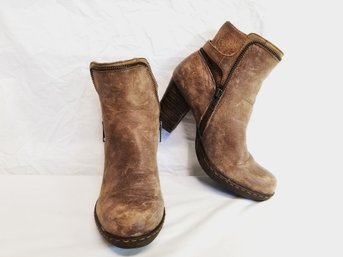 Women's BORN Brown Distressed Leather 'Christina' Ankle Boots Size 8.5