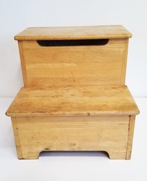 Children's 2 Step Wooden Step Stool With Hidden Storage