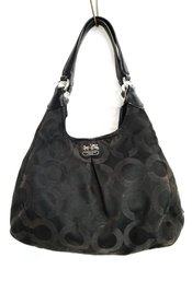 Coach Black Signature Canvas And Leather Madison Hobo