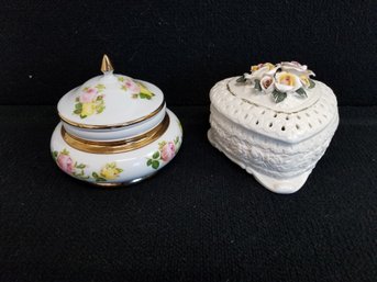 Vintage Set Of Porcelain And Ceramic Lidded Trinket Boxes