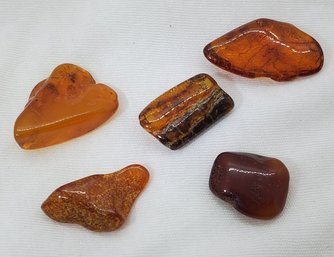 5 Beautiful Natural Baltic Amber Stone Pieces