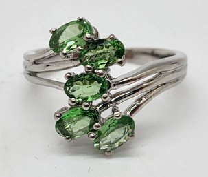 Tsavorite Garnet Bypass Ring In Platinum Over Sterling