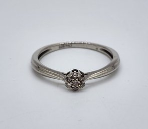 Diamond Floral Ring In Platinum Over Sterling