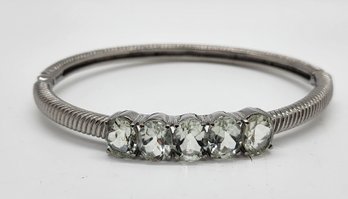 Prasiolite Bangle Bracelet In Stainless Steel