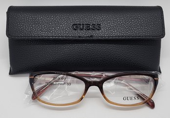 Guess Brown Cat Eye Clear Demo Lens Eyeglass Frames With Branded Case