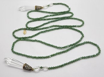 Heidi Daus Long Green Topaz Crystal Beads Lariet Necklace