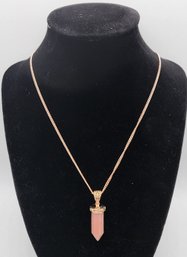 Peruvian Pink Opal Point Pendant Necklace In Rose Gold Over Sterling