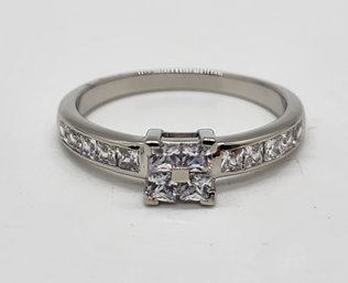 Premium White CZ, Platinum Over Sterling Ring