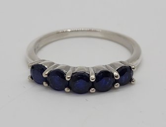 Blue Sapphire Ring In Platinum Over Sterling