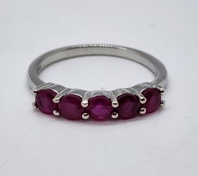 Ruby (FF) Band Ring In Platinum Over Sterling