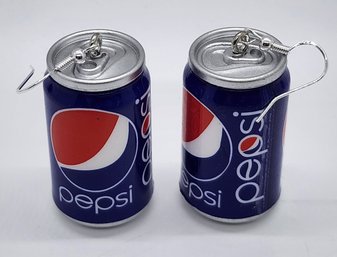 Pair Of Handmade Pepsi Can Earrings With Sterling Ear Wires