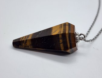 Tigers Eye Pendant On 20' Stainless Steel Chain