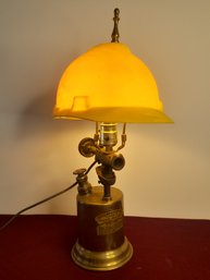 Otto Bernz Company Gasoline Blowtorch Table Lamp With Hard Hat Shade