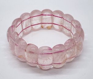 Rose Quartz Block Stretch Bracelet