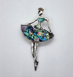 Abalone Shell, Champagne Austrian Crystal Ballerina Brooch