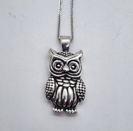 Owl Pendant Necklace In Sterling Silver