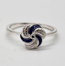 Blue Diamond Accent Ring In Rhodium & Sterling