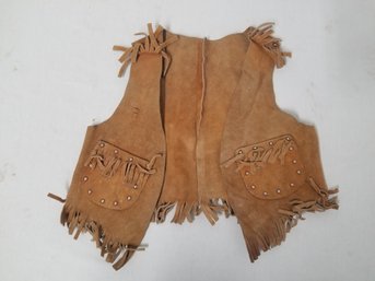 Vintage 1960's Child's Cowboy Leather Vest - Size 5-6X