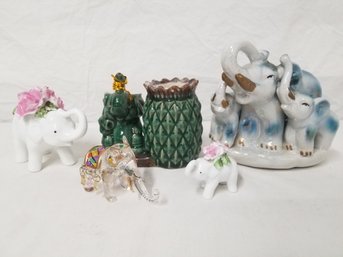 Colorful Ceramic Elephant Figurines