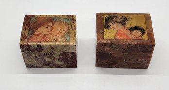 Pair Of Vintage Marble Trinket Boxes