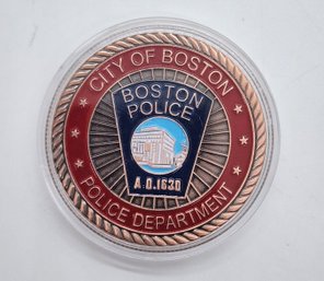 Boston Police Department Challenge Coin In Case