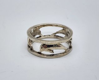 Vintage Sterling Silver Dolphin Band Ring