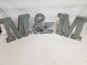 Galvanized Metal M & M  11 12' Letters