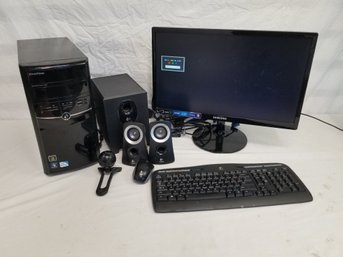 EMachine Computer With Logitech Speakers, Mouse Keyboard And Camera. No HD