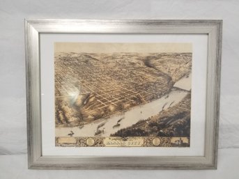 Framed Kansas City Missouri 1869 Birds Eye View Art Print