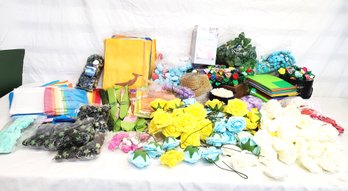 Huge Lot Craft Supplies - Silk & Tissue Paper Floral, Hearts, Wood Baskets And Much More