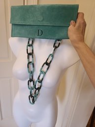 Suede Vintage Clutch Paired With Never Worn Lucite Necklace