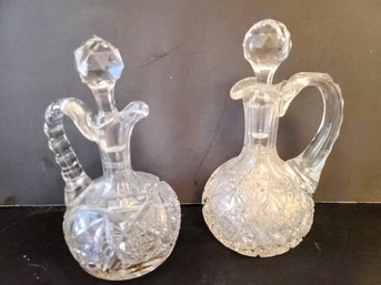 Pair Of Brilliant Cut Antique /Vintage Crystal Decanters And Stoppers -