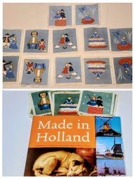 Twelve Dutch Woven Cocktail Napkins  Paired With Two Sets Of Dutch Coasters And  Book On Holland