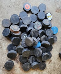 Huge Lot Of Over 60 Hockey Pucks