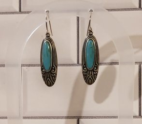 Stunning Sterling Silver And Turquoise Drop Earrings