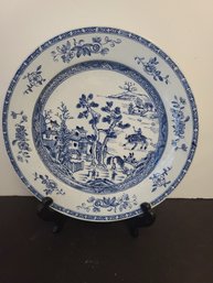 Porcelain Japanese Mid Century Blue And White Wall Plate