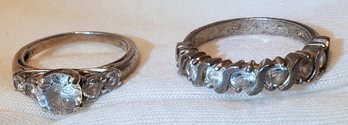 2 Vintage Sterling Silver Size 7 Engagement And Anniversary Rings ~6.70 Grams