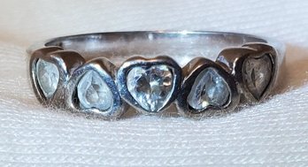 Vintage Sterling Silver Size 6.5 CZ Heart Ring ~ 2.21 Grams